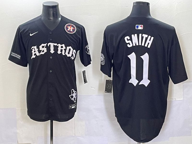 Men 2025 Houston Astros #11 Smith Black Seven generations Joint Name Nike MLB Jersey style 70414->houston astros->MLB Jersey
